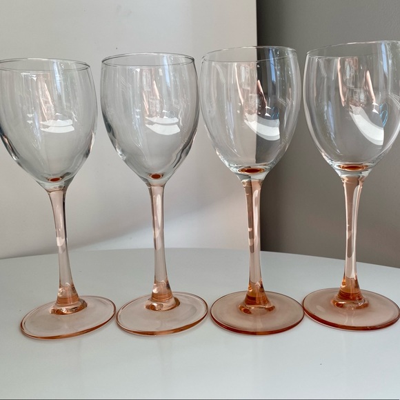 Vintage Luminarc France Pink Wine Glasses, set of 4 - Picture 1 of 6